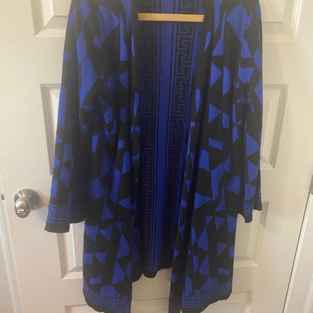 Geometric Blue and Black Cardigan
